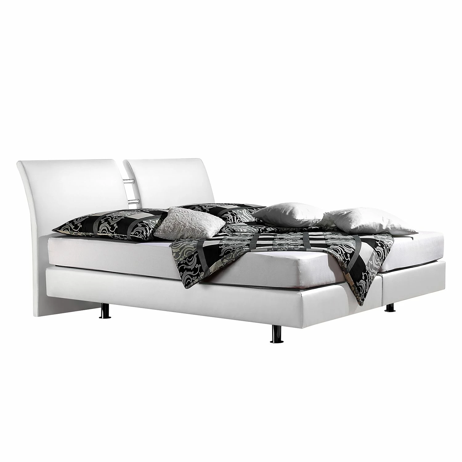 Loftscape Boxspringbett Cavan Kunstleder - Weiß - 140 x 200cm - Kaltschaummatratze - H3