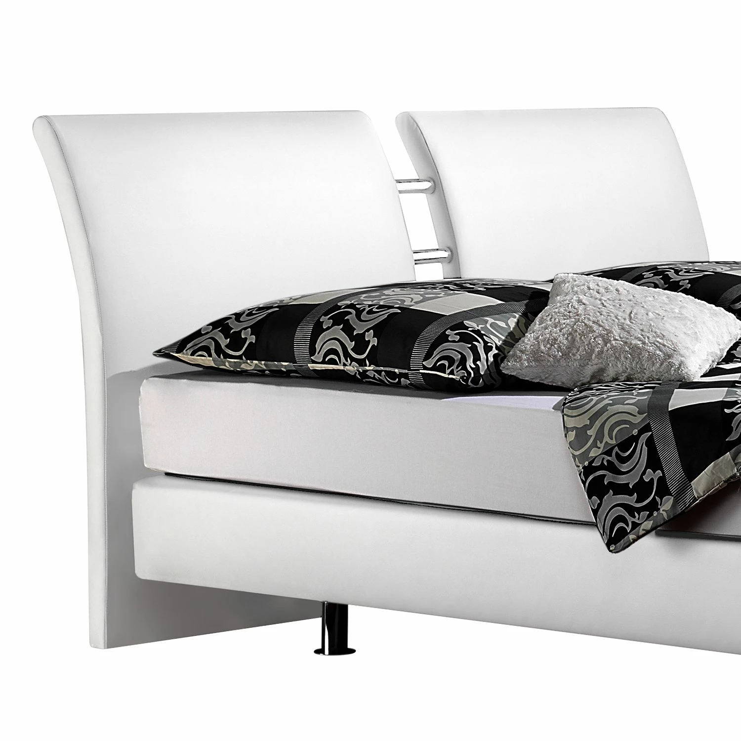 Loftscape Boxspringbett Cavan Kunstleder - Weiß - 140 x 200cm - Kaltschaummatratze - H3 – Bild 4