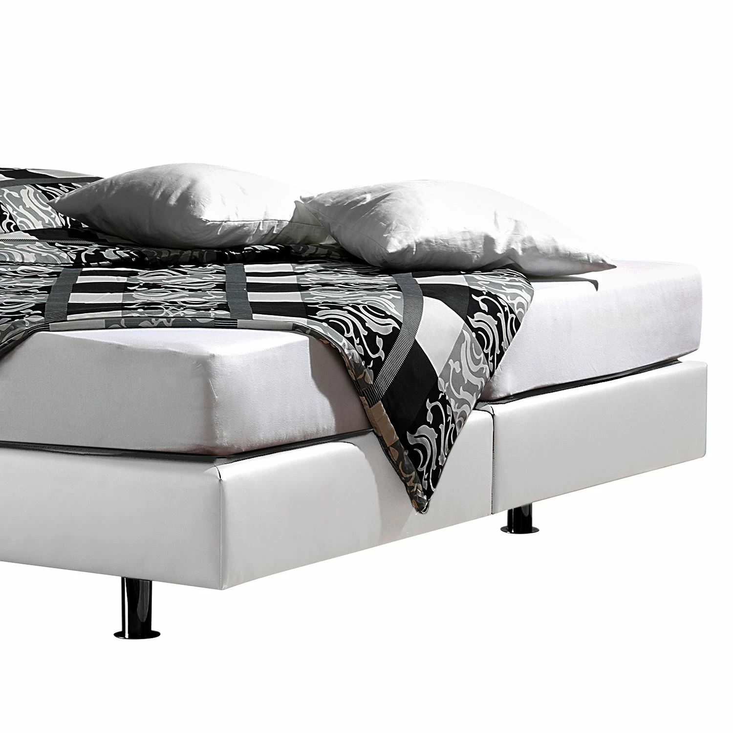 Loftscape Boxspringbett Cavan Kunstleder - Weiß - 140 x 200cm - Kaltschaummatratze - H3 – Bild 5