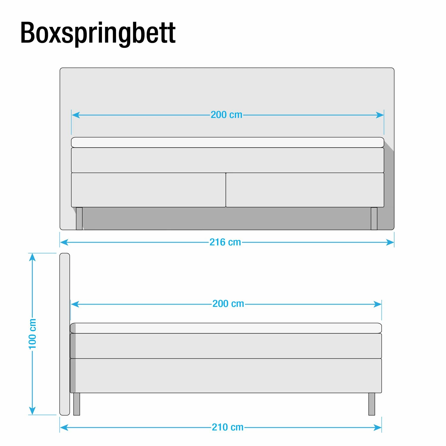 Loftscape Boxspringbett Hedensted - Grau - 200 x 200cm - Tonnentaschenfederkernmatratze - H3 – Bild 7