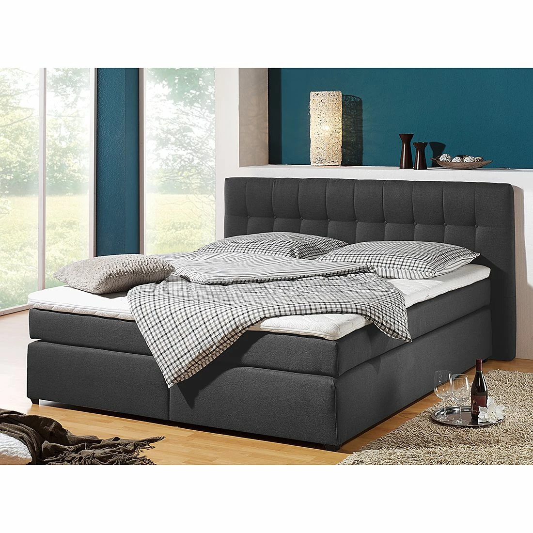 Maison Belfort Boxspringbett Jean - Anthrazit - 100 x 200cm - Kaltschaummatratze - H2 – Bild 2