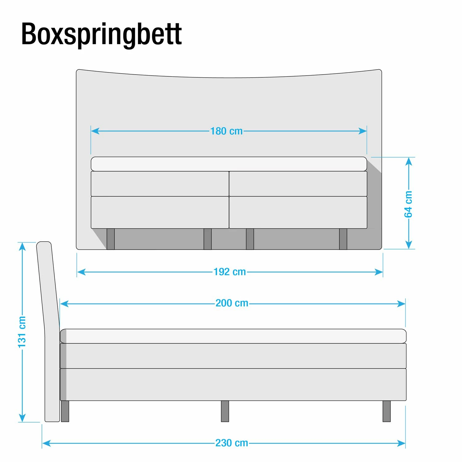 Loftscape Boxspringbett Maum II - Webstoffbezug - Grau – Bild 14