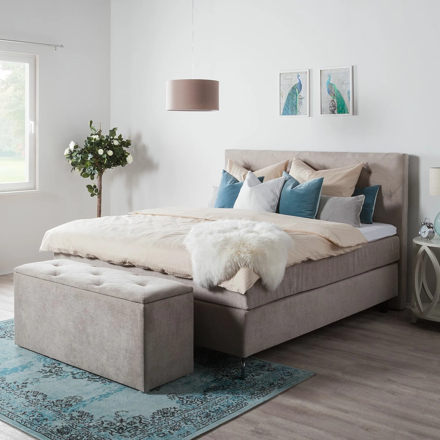 Maison Belfort Boxspringbett Dogali - Velours - Beige - 160 x 200cm – Bild 3