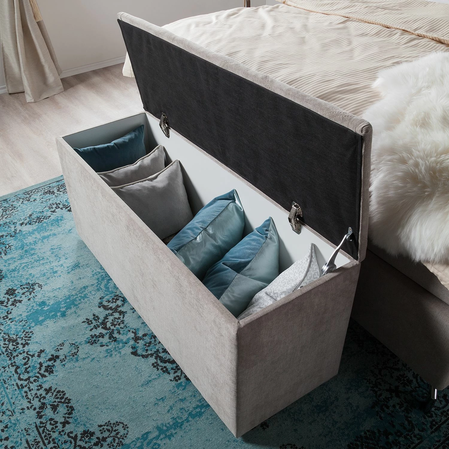 Maison Belfort Boxspringbett Dogali - Velours - Beige - 160 x 200cm – Bild 10