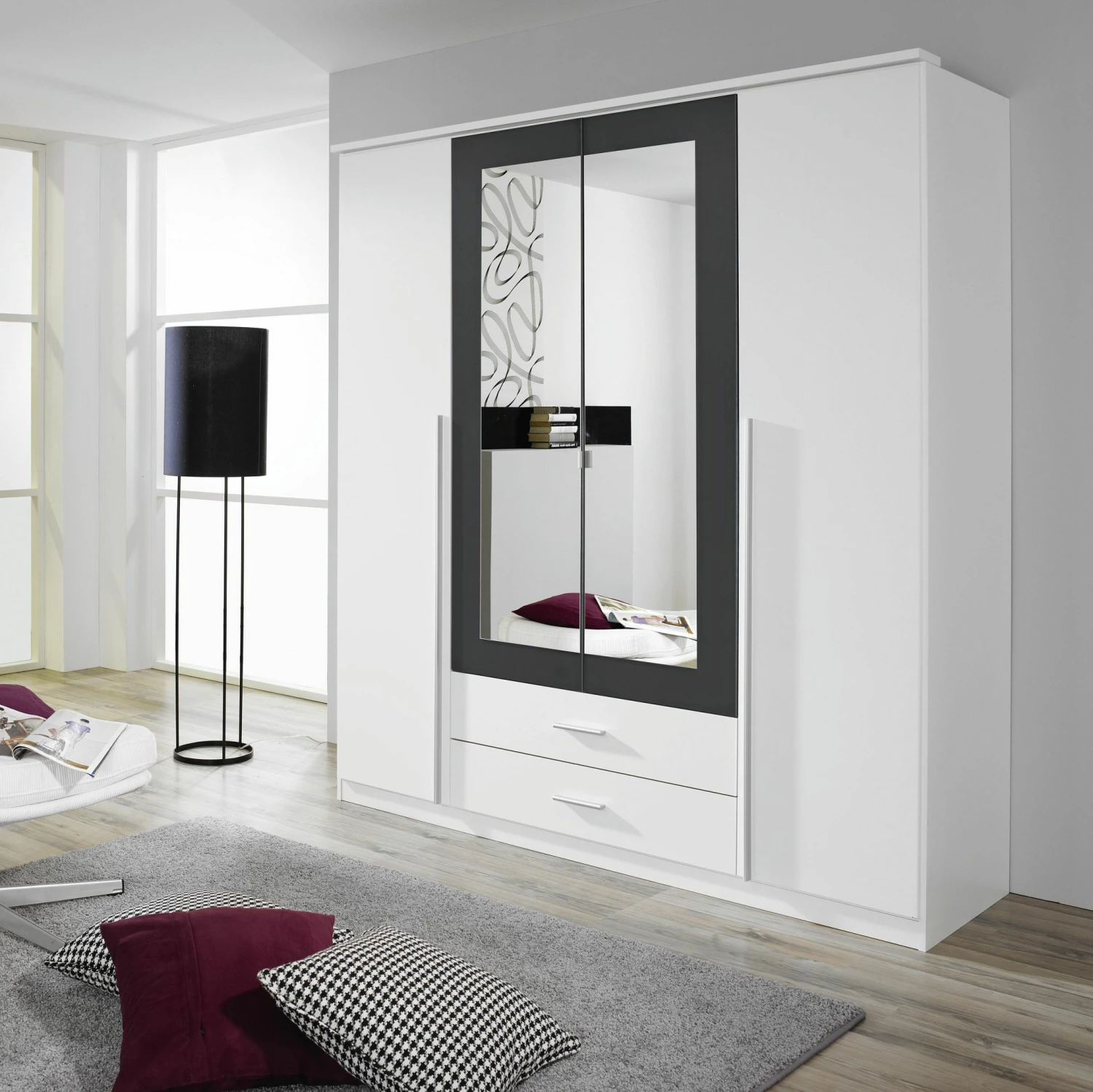 Rauch Blue Drehtüren-/Kombischrank Krefeld - Alpinweiß/Grau-Metallic - Schrankbreite: 181 cm - 4-türig – Bild 2