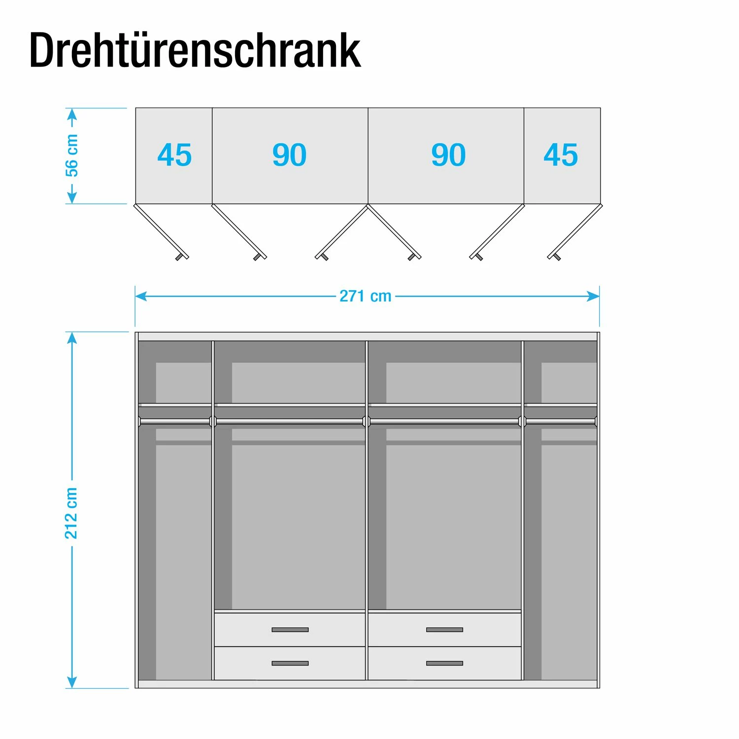 Rauch Orange Drehtürenschrank Bernau - Braun / Weiß - Breite: 271 cm – Bild 5