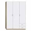 Rauch Blue Drehtürenschrank Case II - Alpinweiß/Sonoma Eiche Dekor - Schrankbreite: 135 cm - 3-türig - Standard