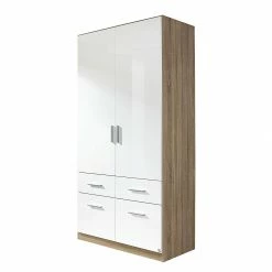 Rauch Blue Drehtürenschrank Celle (2-türig) - Hochglanz Weiß/Eiche Sonoma Dekor