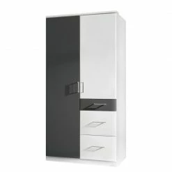 Wimex Drehtürenschrank Julan I - Alpinweiß / Anthrazit - Ohne Spiegeltür/-en