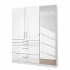 Rauch Blue Drehtürenschrank Homburg I - Hochglanz Alpinweiß - Breite: 136 cm - Mit Spiegeltür/-en