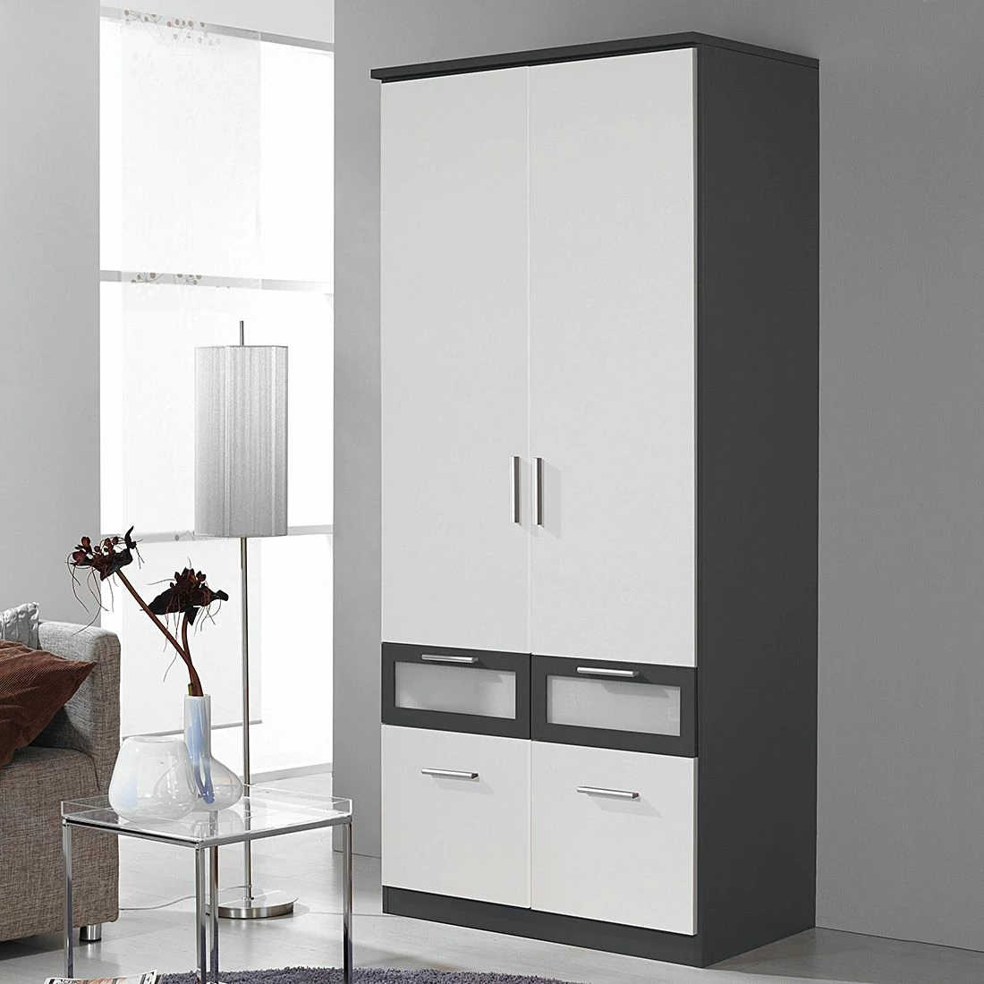 Rauch Blue Kombischrank Bochum-Extra - Alpinweiß/Grau-Metallic - Schrankbreite 91 cm, 2-türig – Bild 6