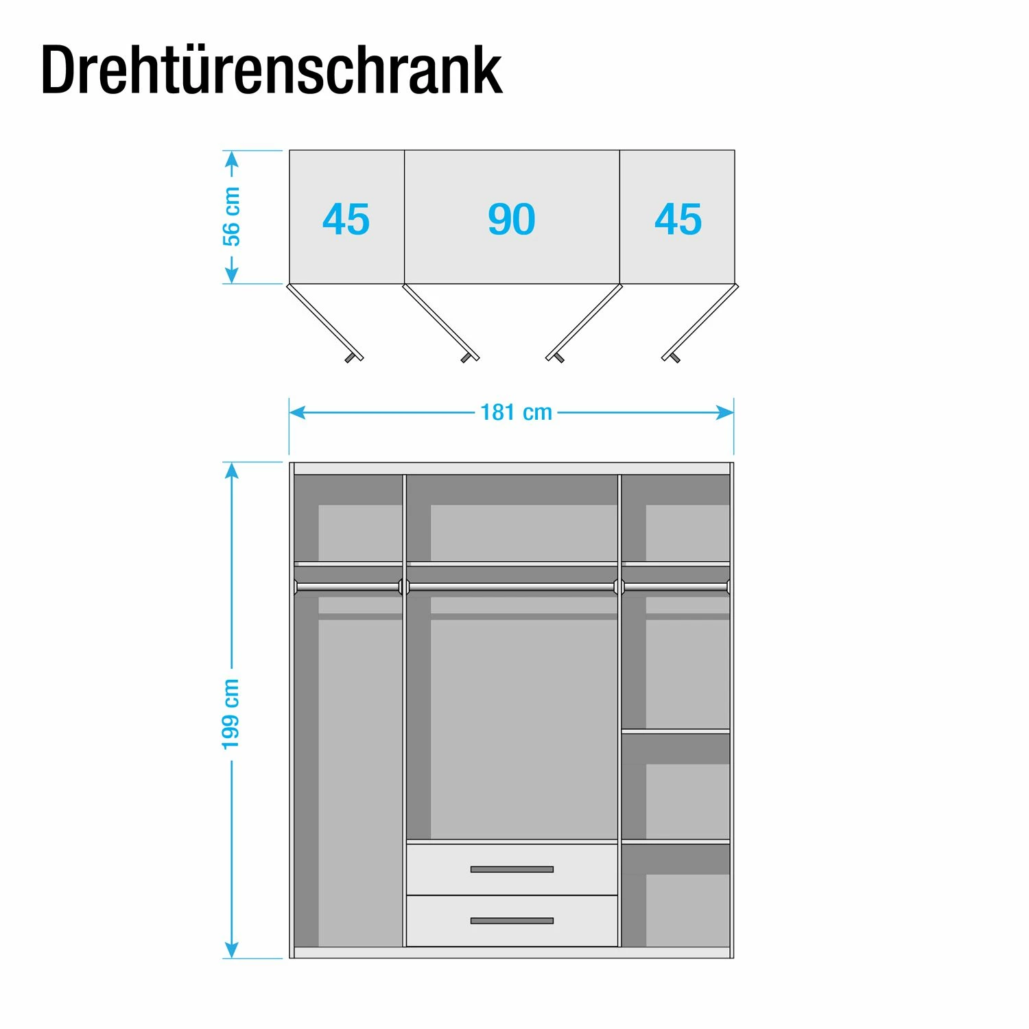 Rauch Blue Drehtürenschrank Krefeld - Breite: 181 cm – Bild 4