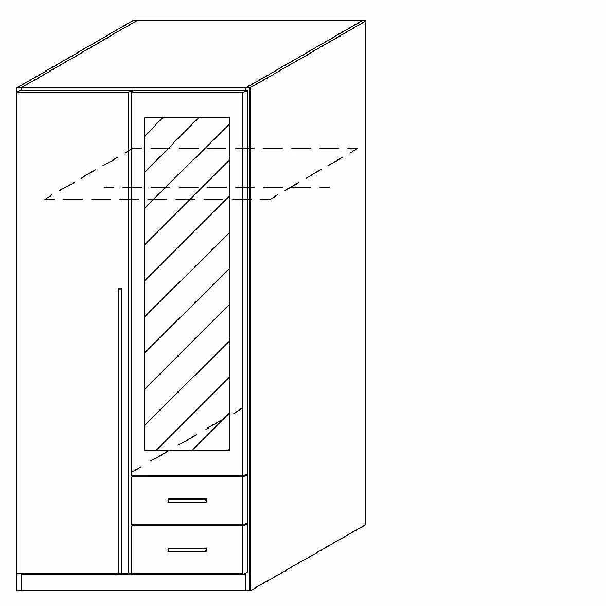 Rauch Blue Drehtüren-/ Kombischrank Krefeld - mit Spiegel - Eiche Sonoma-Dekor/Alpinweiß - Breite 181 cm – Bild 10