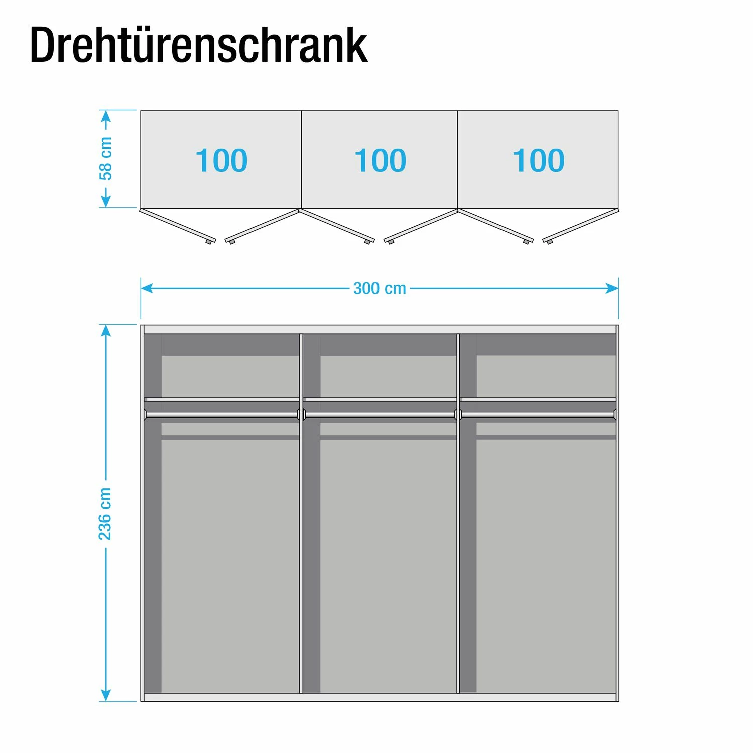 Express Möbel Drehtürenschrank Brooklyn I - Höhe: 236 cm - Breite: 300 cm – Bild 3