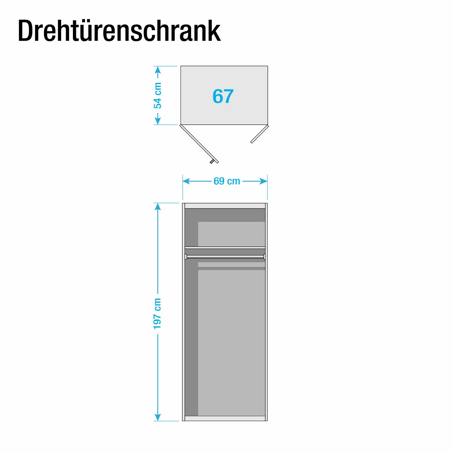 Rauch Blue Drehtürenschrank Minosa I - Breite: 69 cm – Bild 3