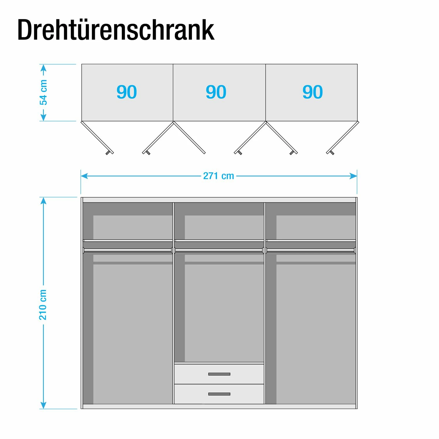 Rauch Orange Drehtürenschrank Passau - Breite: 271 cm – Bild 4