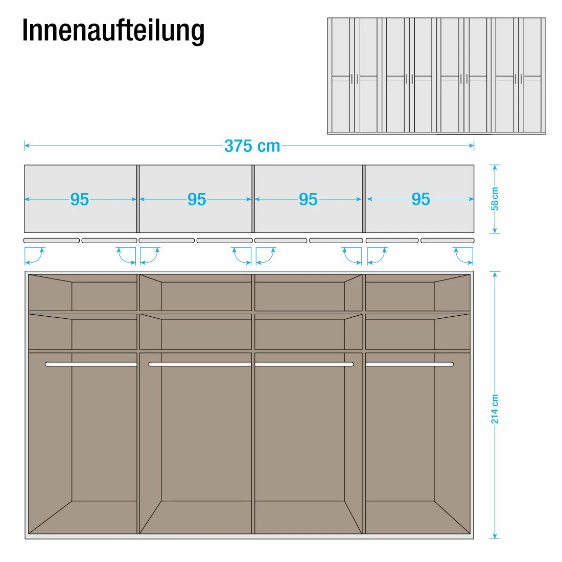 Rauch Orange Drehtürenschrank Sitara I - Erle teilmassiv - lackiert - Schrankbreite: 95 cm - 2-türig – Bild 12
