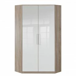 Wimex Eckschrank Soala I - Perlglanz Softwhite/Eiche Sägerau Dekor