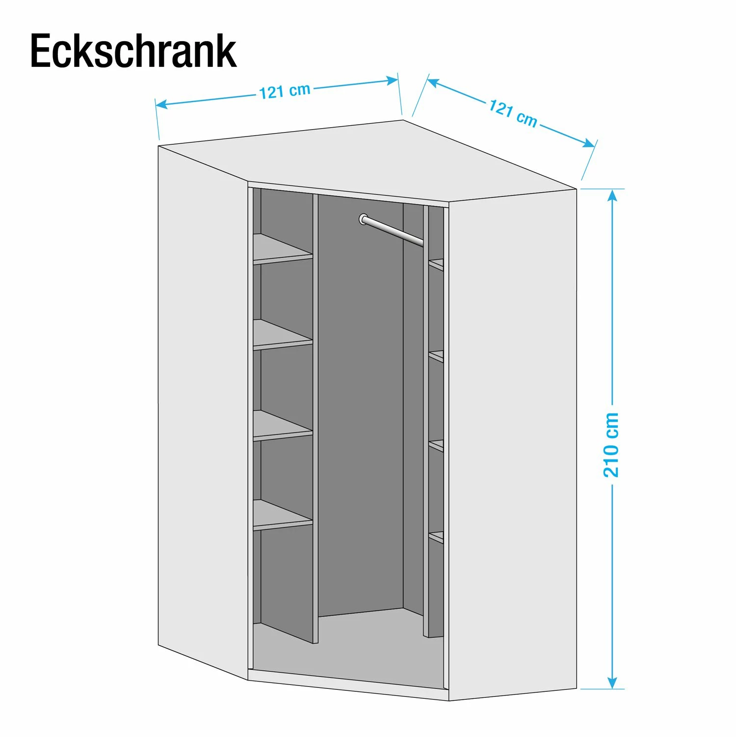 Eckschrank KiYDOO II - Alpinweiß - Höhe: 210 cm – Bild 6