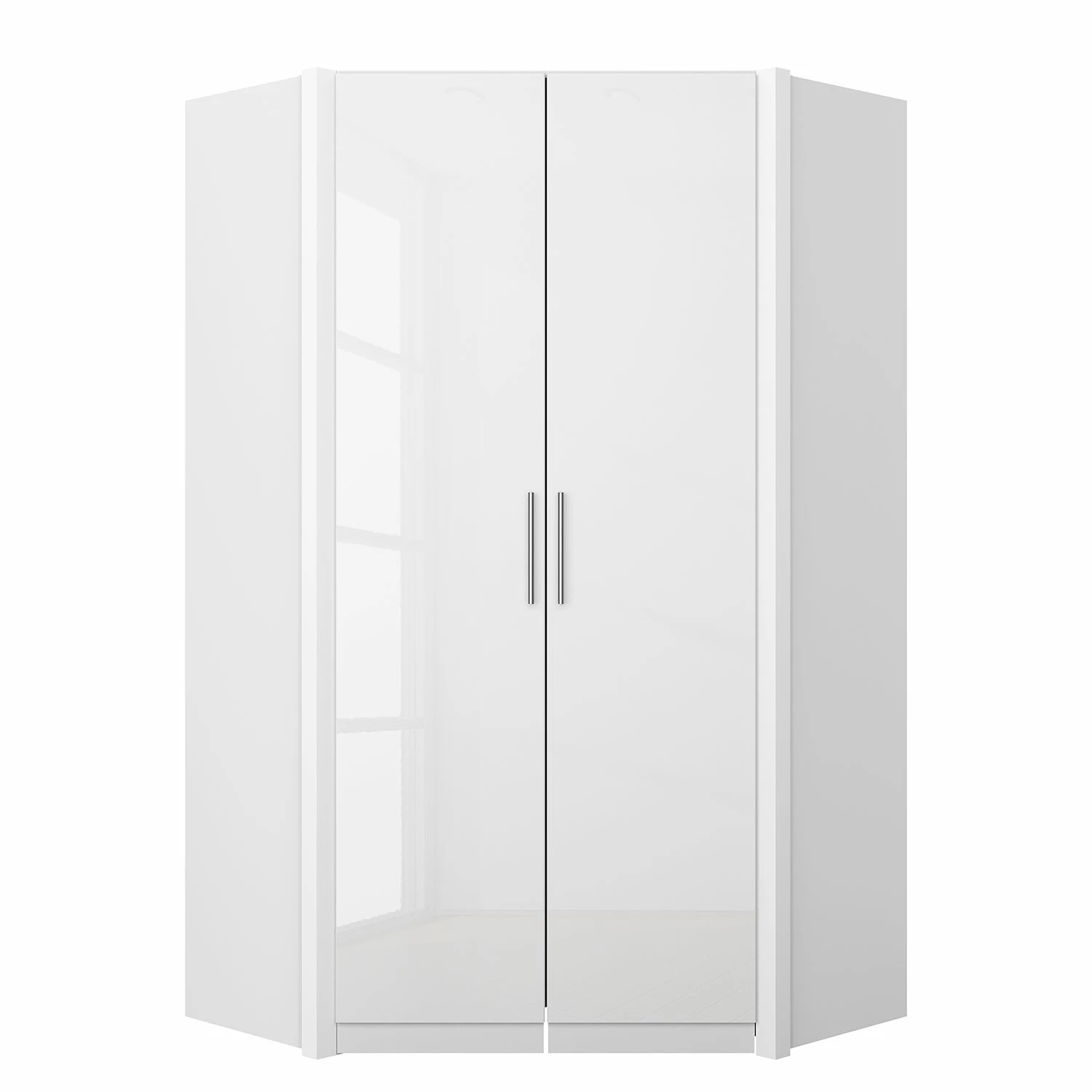 Eckschrank KiYDOO I - (inkl. Ausgleichsleisten) - Hochglanz Weiß / Alpinweiß - Höhe: 197 cm – Bild 2