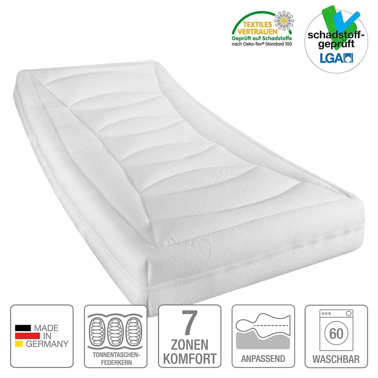 f.a.n. Adaptionsmatratze Comfort T - Tonnentaschenfederkernmatratze - 80 x 200cm - H2 – Bild 2