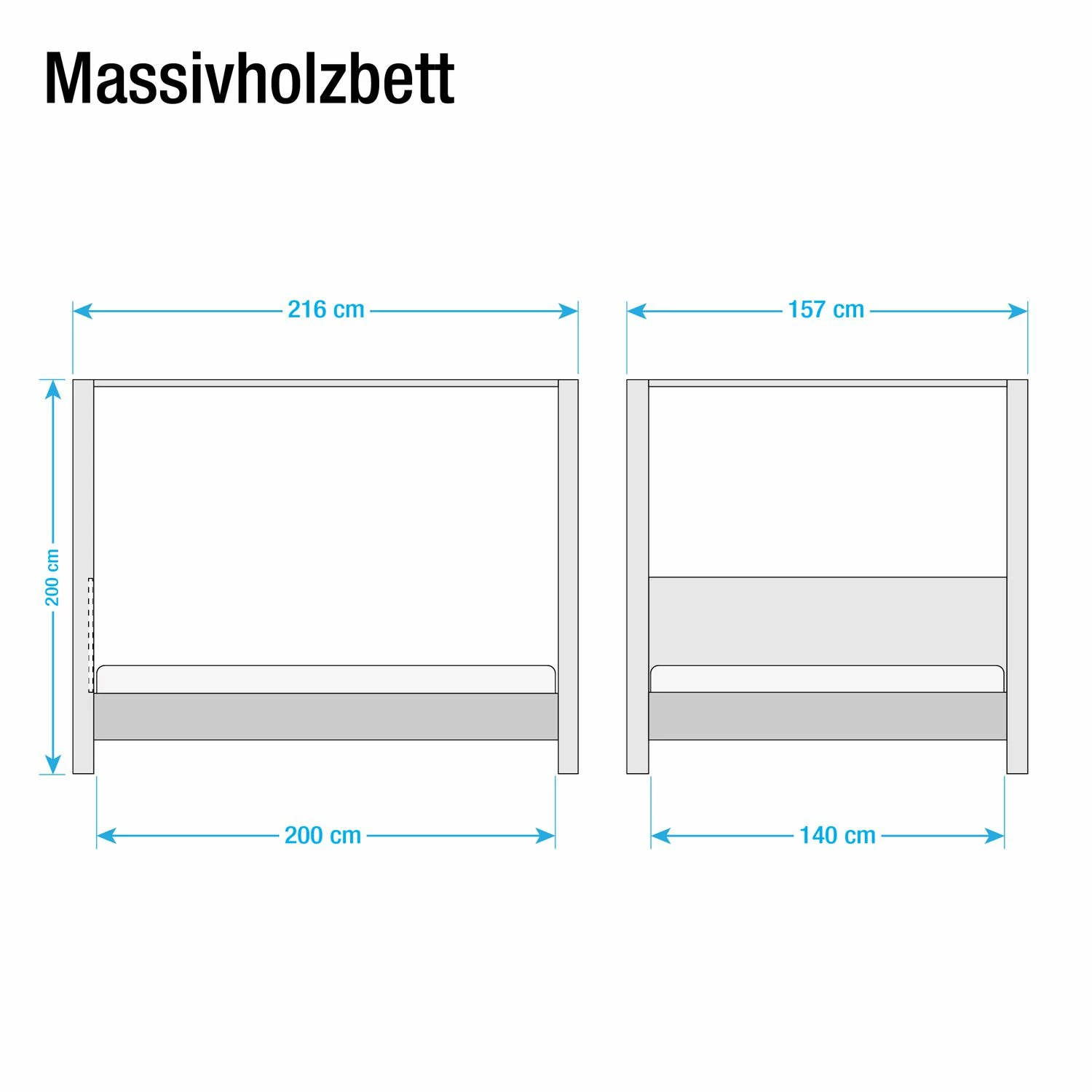 Neue Modular Himmelbett Porto-Alegre - Naturpordukt - eventuell leichte Abweichung vom Bild - 140 x 200cm – Bild 7