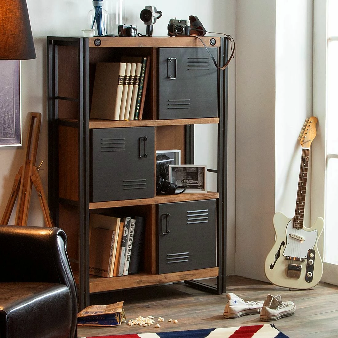 Ars manufacti Hochkommode Manchester - Akazie massiv / Metall - Akazie / Anthrazit – Bild 5