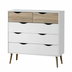 Mørteens Kommode Sunndal II - Weiß / Eiche Hell