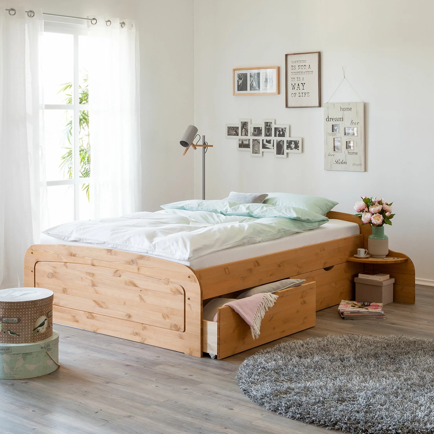 Ars Natura Massivholzbett Fia - Kiefer Natur gebeizt & gewachst - 180 x 200cm – Bild 10