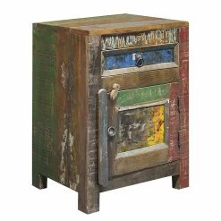 Ars manufacti Nachtkommode Guntur - Altholz - Mehrfarbig