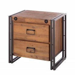 Ars manufacti Nachtkommode Manchester - Akazie massiv / Metall - Akazie / Anthrazit