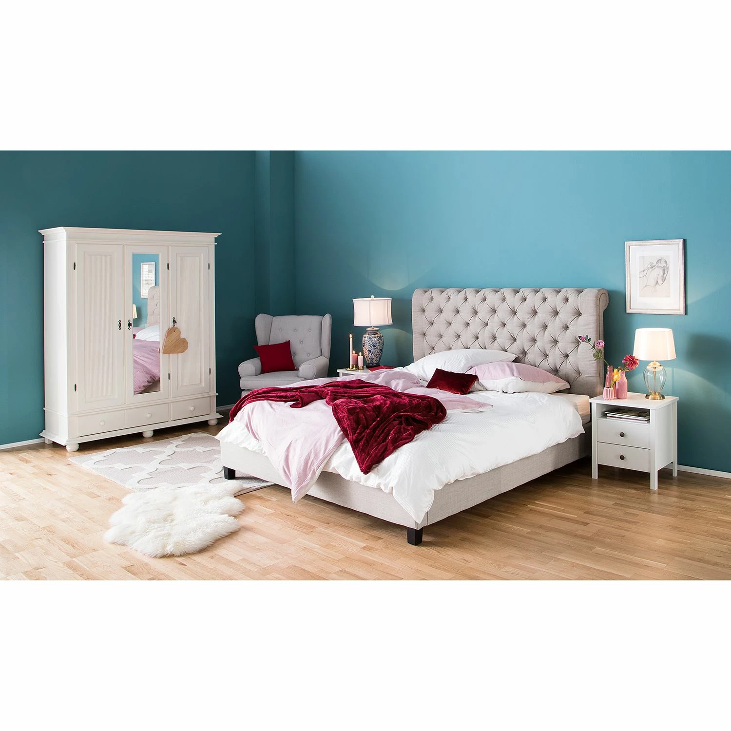 Nachtkommode SKØP country - Alpinweiß – Bild 3