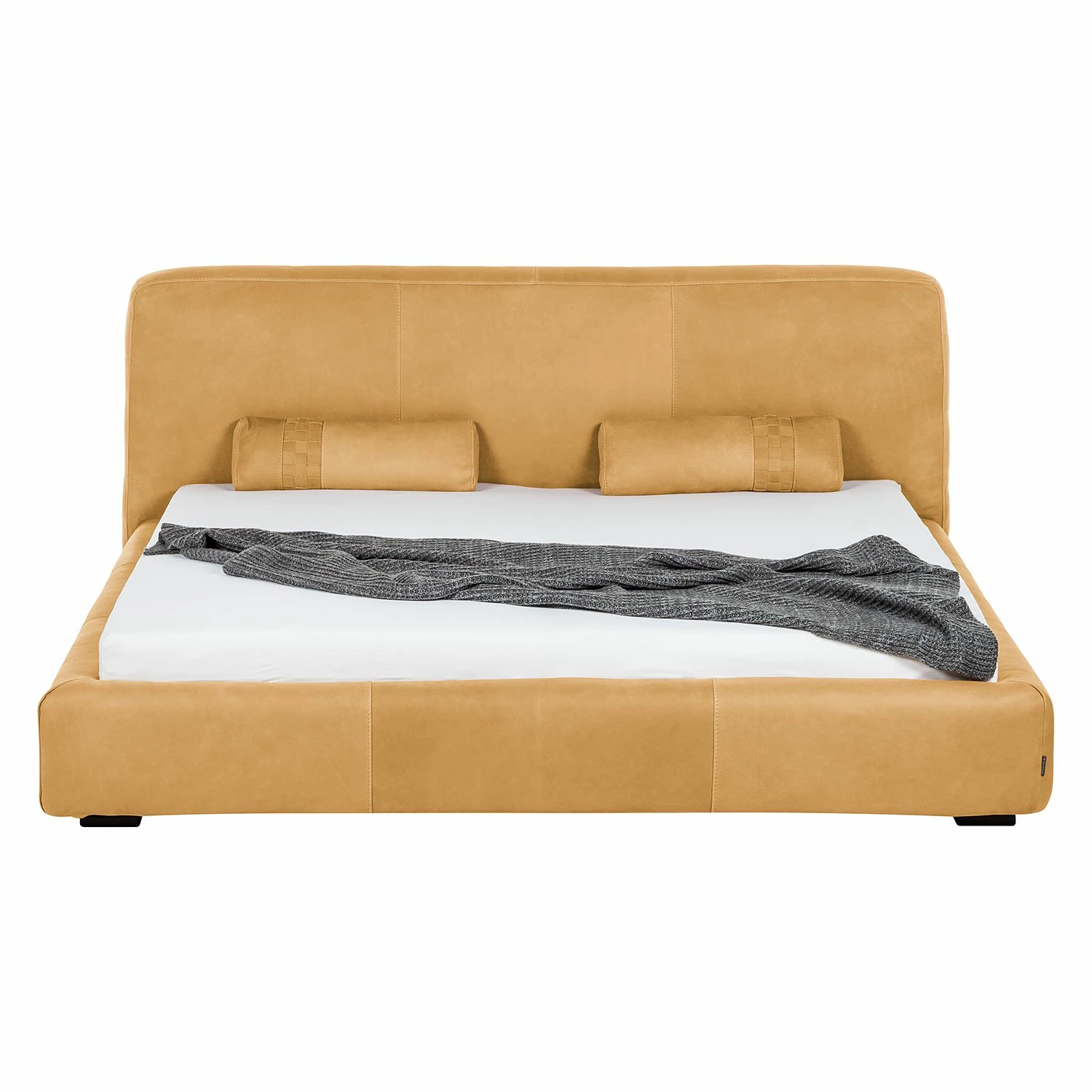 Studio Copenhagen Polsterbett Shabby Echtleder - Ocker - 140 x 200cm – Bild 2