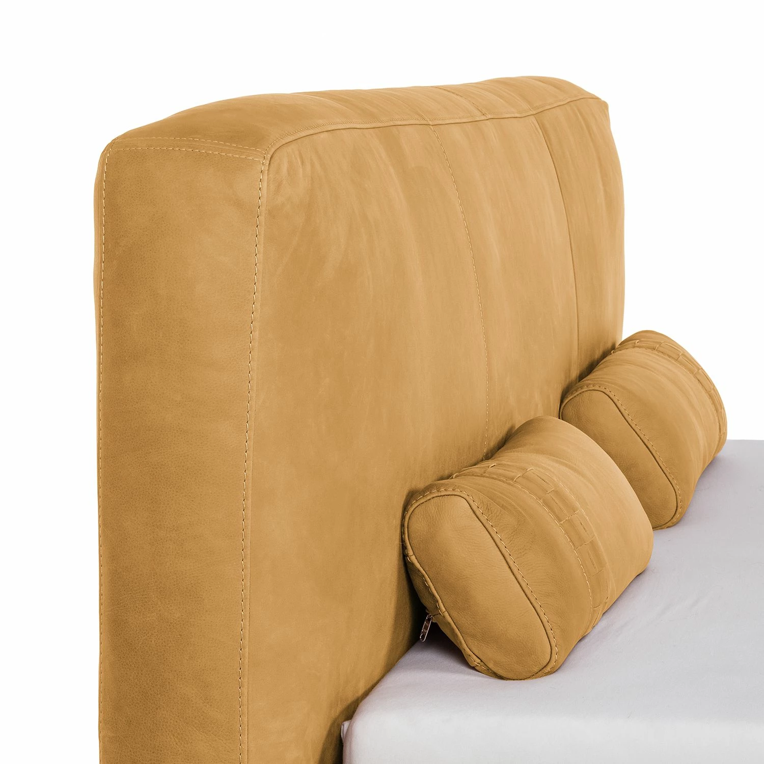 Studio Copenhagen Polsterbett Shabby Echtleder - Ocker - 140 x 200cm – Bild 7