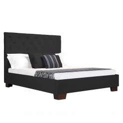 Fredriks Polsterbett Tilia I - Stoff Floreana: Anthrazit - 180 x 200cm - Eckig