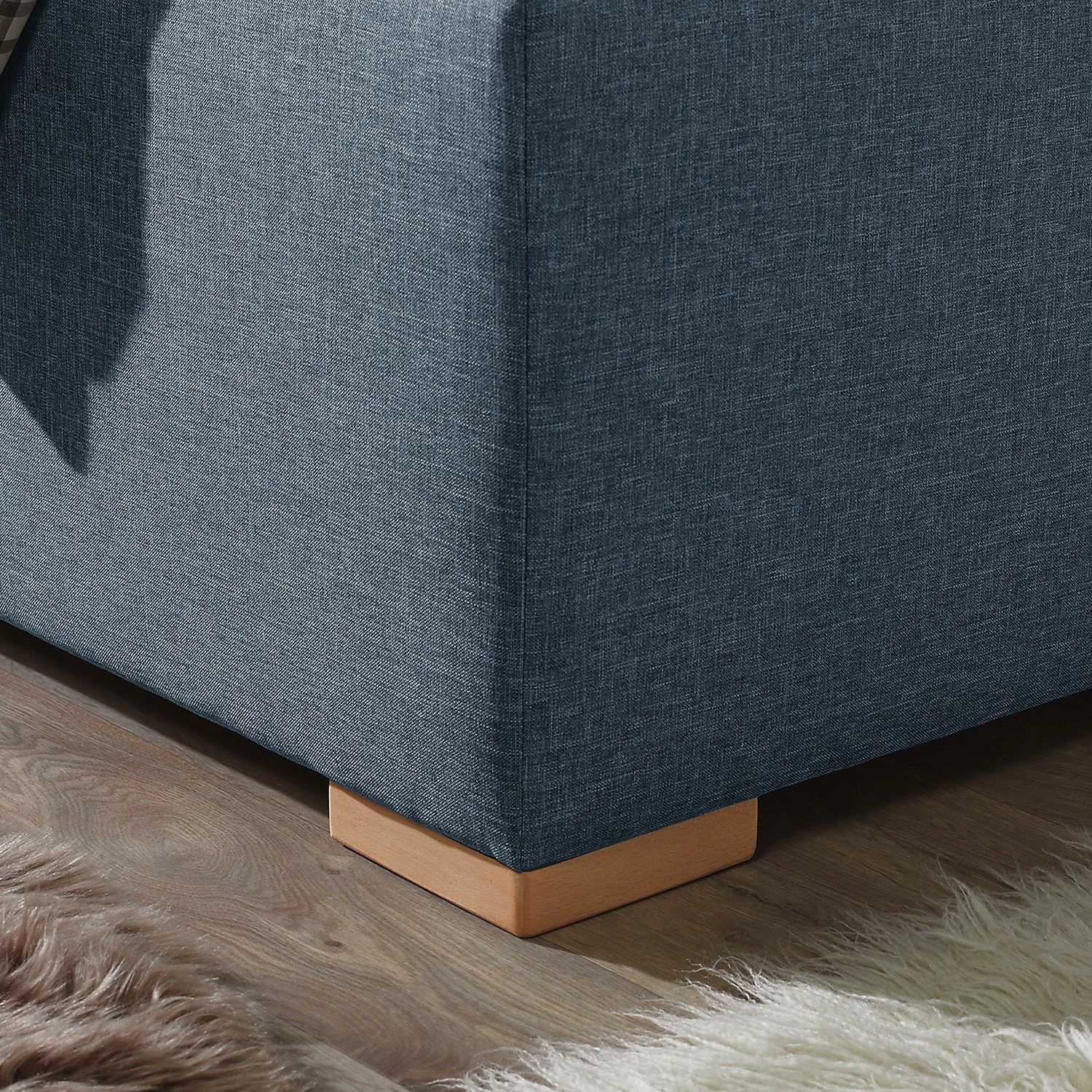 Ars Natura Polsterbett Vitaby Strukturstoff - Jeansblau - 100 x 200cm - Mit Lattenrost – Bild 3