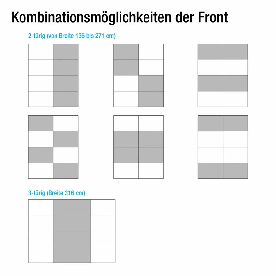 Rauch Orange Schwebetürenschrank Quadra (Mit Spiegel) - Grau-metallic / Glas Schwarz - Höhe: 210 cm - Breite: 315 cm – Bild 4
