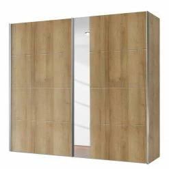 Express Möbel Schwebetürenschrank Madrid - Eiche Riviera Dekor / Spiegelglas - Breite: 200 cm