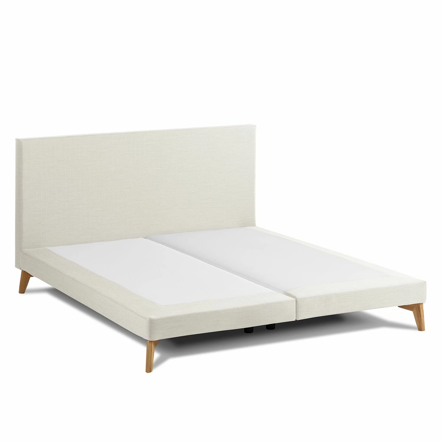 SmoodSpring Bett I - Webstoff / Eiche massiv - Creme - 180 x 200cm – Bild 3