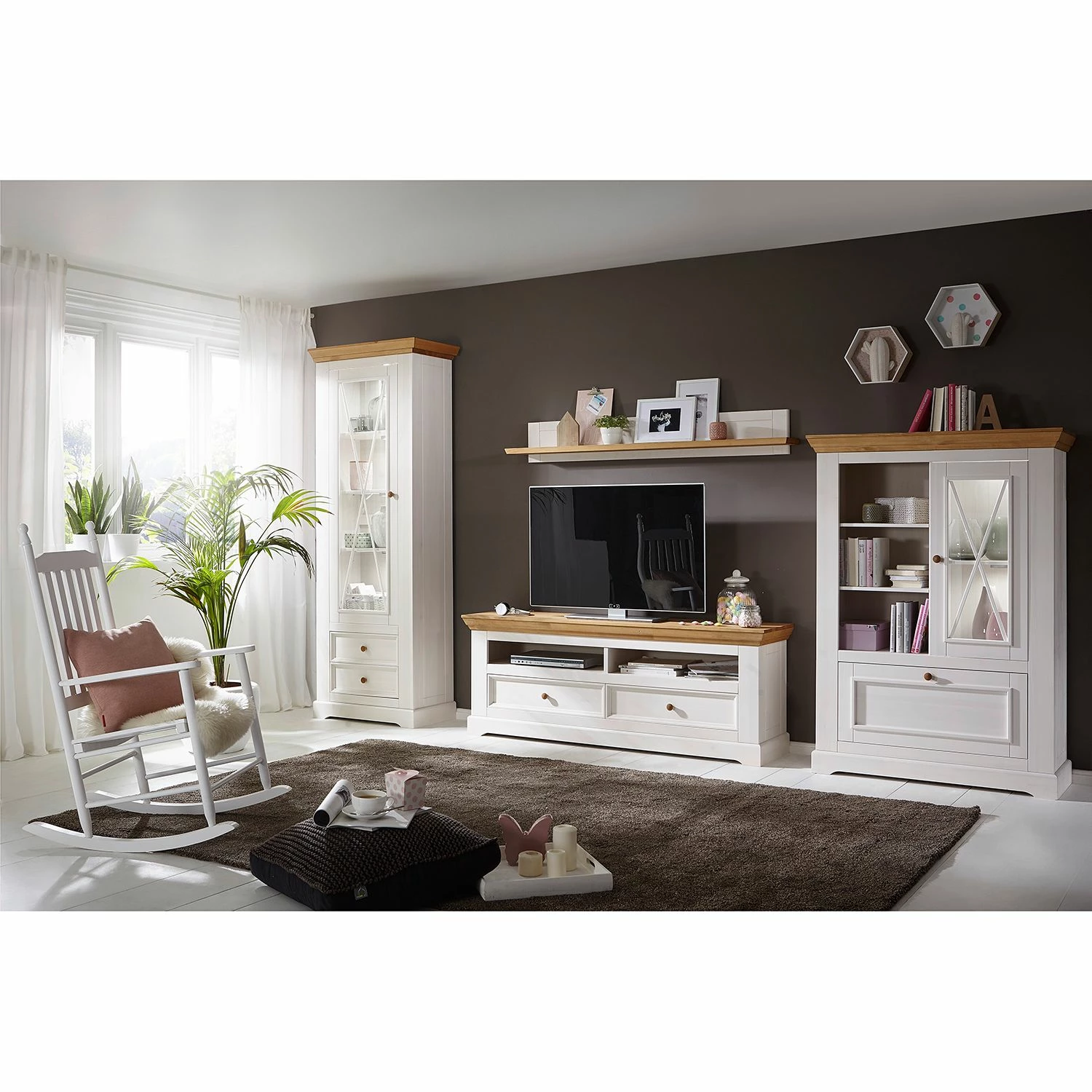 Maison Belfort Hochkommode Ummanz II - Kiefer massiv - Kiefer Weiß – Bild 2